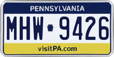 PA license plate MHW9426