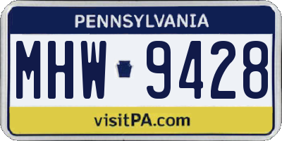 PA license plate MHW9428