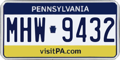 PA license plate MHW9432