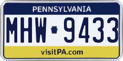 PA license plate MHW9433