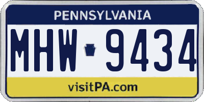 PA license plate MHW9434