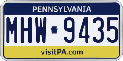 PA license plate MHW9435