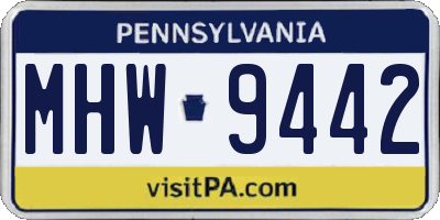 PA license plate MHW9442