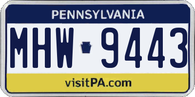 PA license plate MHW9443