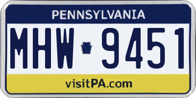 PA license plate MHW9451