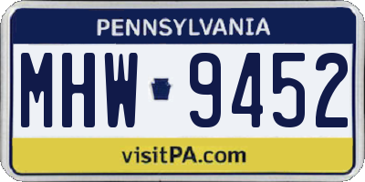 PA license plate MHW9452