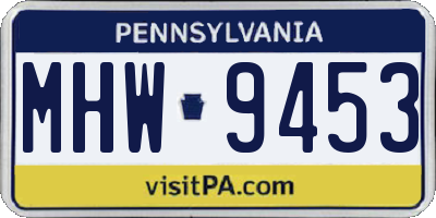 PA license plate MHW9453