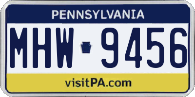 PA license plate MHW9456