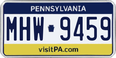 PA license plate MHW9459