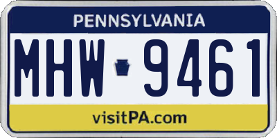 PA license plate MHW9461