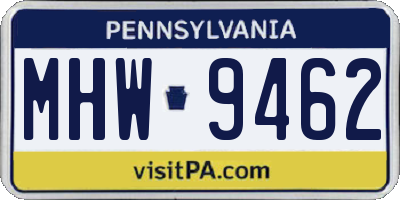 PA license plate MHW9462