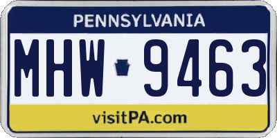PA license plate MHW9463