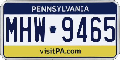 PA license plate MHW9465