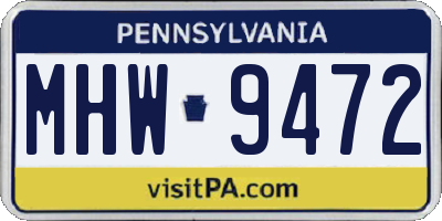 PA license plate MHW9472