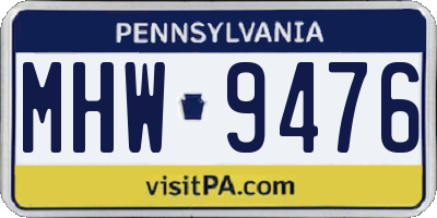 PA license plate MHW9476