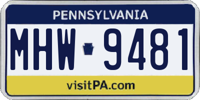PA license plate MHW9481