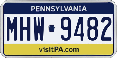 PA license plate MHW9482