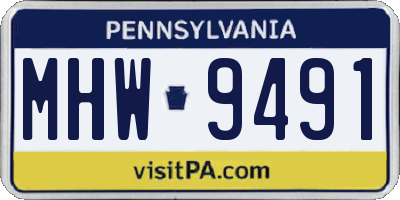 PA license plate MHW9491