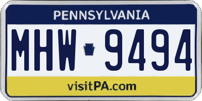 PA license plate MHW9494