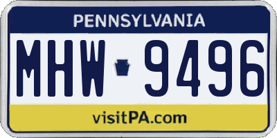 PA license plate MHW9496