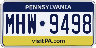 PA license plate MHW9498