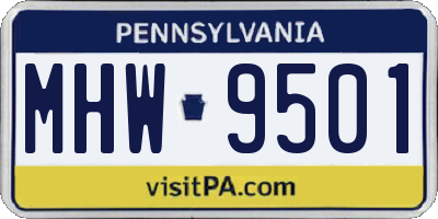 PA license plate MHW9501