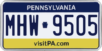 PA license plate MHW9505