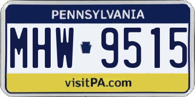 PA license plate MHW9515