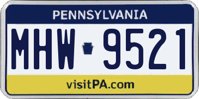 PA license plate MHW9521
