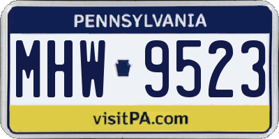 PA license plate MHW9523