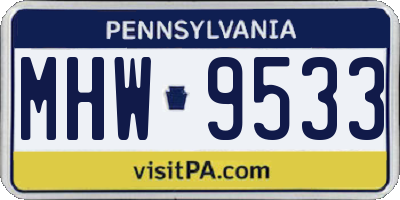PA license plate MHW9533