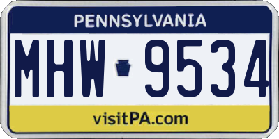 PA license plate MHW9534