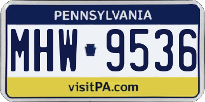 PA license plate MHW9536
