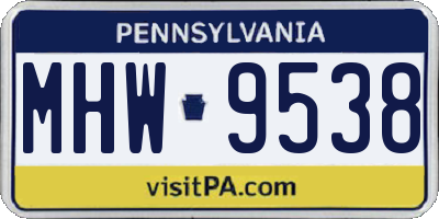 PA license plate MHW9538