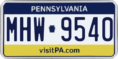 PA license plate MHW9540