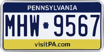 PA license plate MHW9567