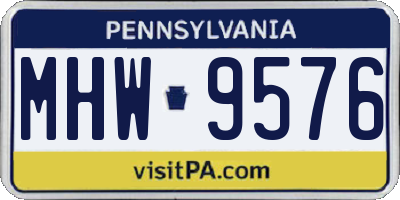 PA license plate MHW9576