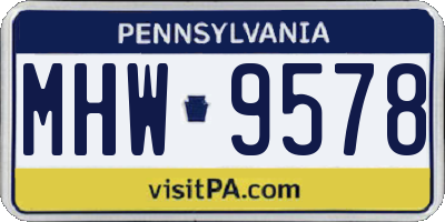 PA license plate MHW9578