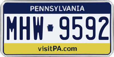 PA license plate MHW9592