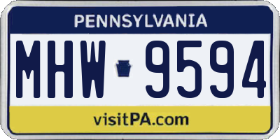 PA license plate MHW9594