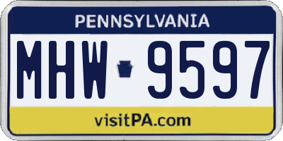 PA license plate MHW9597