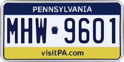 PA license plate MHW9601