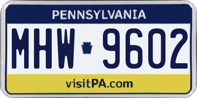 PA license plate MHW9602