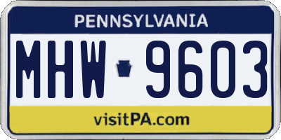 PA license plate MHW9603