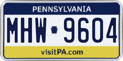 PA license plate MHW9604