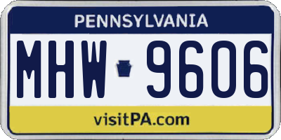 PA license plate MHW9606
