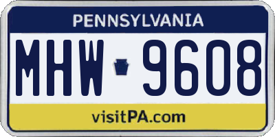 PA license plate MHW9608