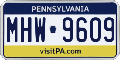 PA license plate MHW9609