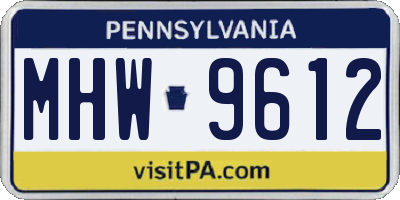PA license plate MHW9612