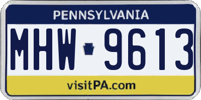 PA license plate MHW9613